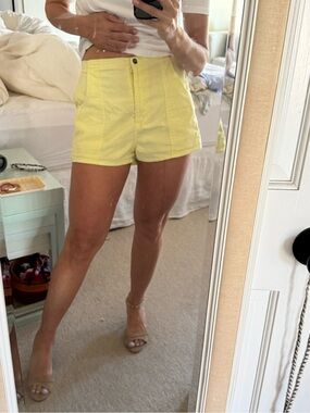 OP Yellow High-Waist Cotton Shorts